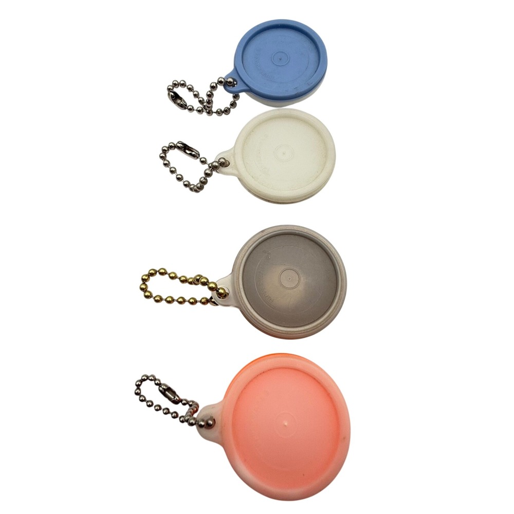 Tupperware Vintage Mini Bowl Keychain Lot of 4 Blue White Gold Orange